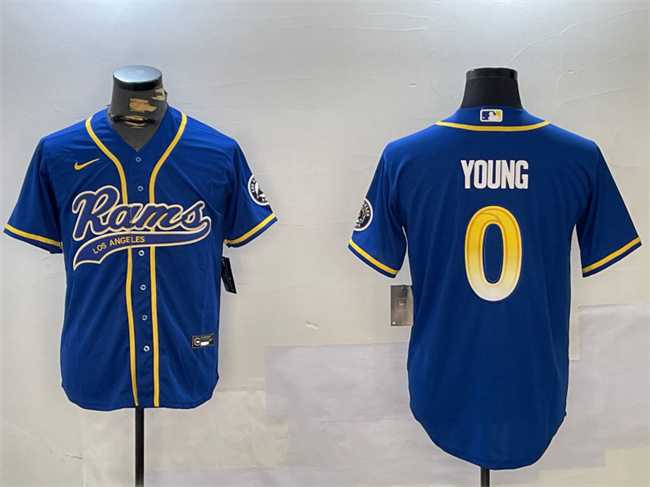Men%27s Los Angeles Rams #0 Byron Young Royal Cool Base Stitched Baseball Jerseys->los angeles rams->NFL Jersey